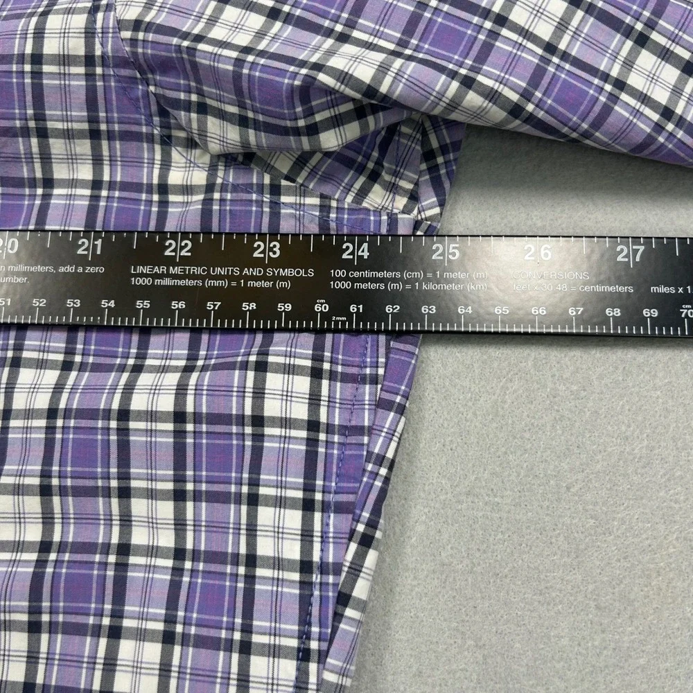 Banana‎ Republic Slim Fit Mens XL Purple Plaid Button Down Long Sleeve Shirt
